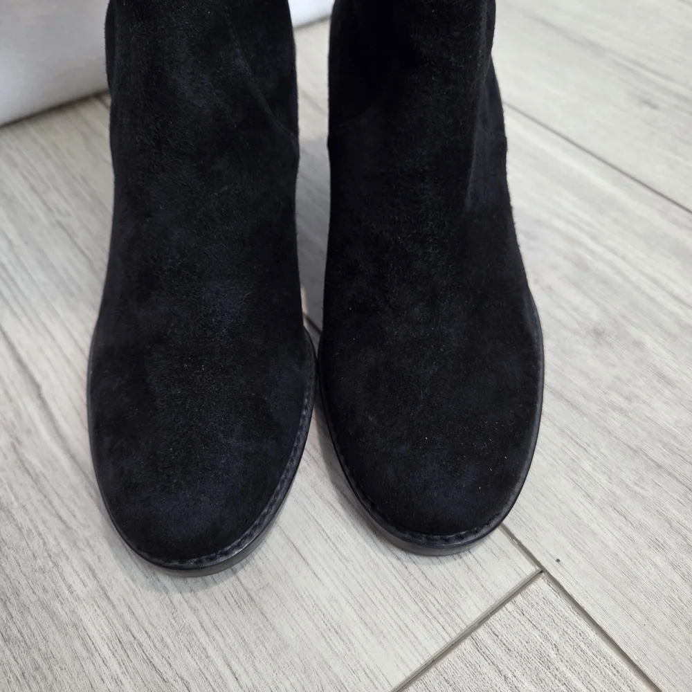 STUART WEITZMAN Tieland Over-The-Knee Boots Black Suede Womens 6 OTH Block Heel
